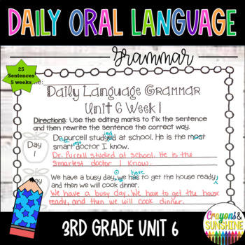 Preview of Daily Oral Language (DOL)3rd Unit 6 |Daily Grammar Practice|Grammar Worksheets