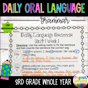 Preview of Daily Oral Language (DOL) 3rd grade WHOLE YEAR Bundle | Daily Grammar Practice