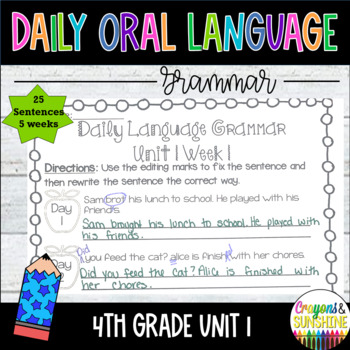 Preview of Daily Oral Language (DOL) 4th grade Unit 1 | Daily Grammar Practice