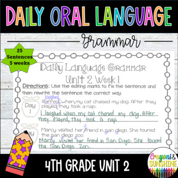 Preview of Daily Oral Language (DOL) 4th grade Unit 2 | Daily Grammar Practice