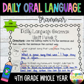 Preview of Daily Oral Language (DOL) 4th grade WHOLE YEAR Bundle | Daily Grammar Practice