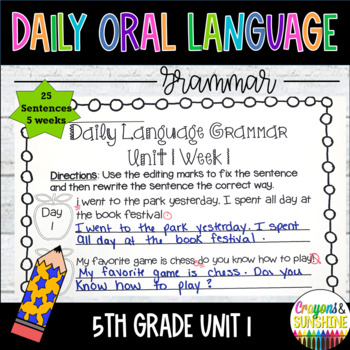 Preview of Daily Oral Language (DOL)5th Unit 1 | Daily Grammar Practice | Grammar Worksheet