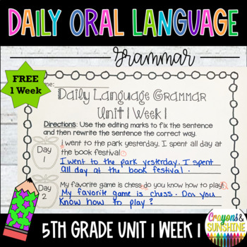 Preview of Daily Oral Language (DOL) 5th grade Unit 1 FREE | Daily Grammar Practice