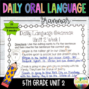 Preview of Daily Oral Language (DOL)5th Unit 2  |Daily Grammar Practice|Grammar Worksheets
