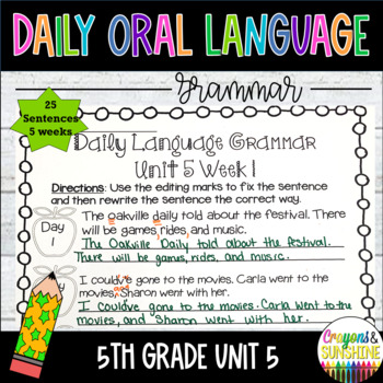 Preview of Daily Oral Language (DOL)5th Unit 5 |Daily Grammar Practice|Grammar Worksheets