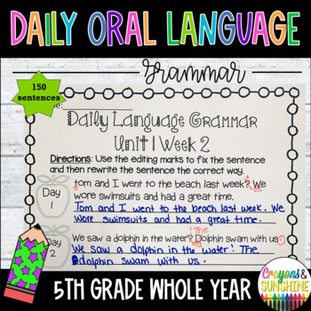 Preview of Daily Oral Language (DOL) 5th grade WHOLE YEAR Bundle | Daily Grammar Practice