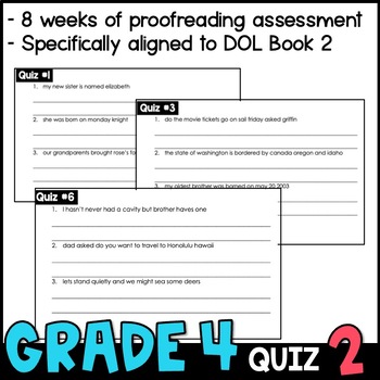 Daily Oral Language (DOL) Quiz Set #2: Aligned to 4th Grade Common Core