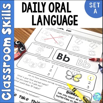 Preview of Daily Oral Language Vocabulary Development for ELL Pre-K Kinder Homework SET A