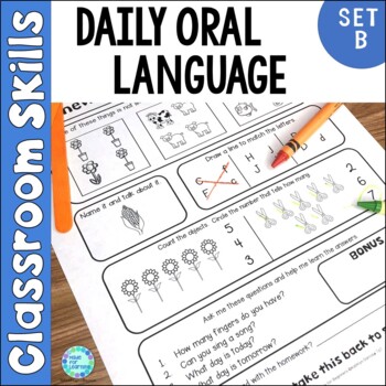 Preview of Daily Oral Language Vocabulary Development for ELL Pre-K Kinder Homework Set B