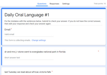 Preview of Daily Oral Language (Set 1)