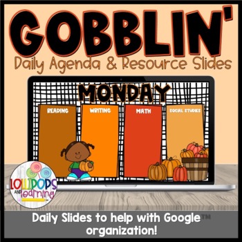 Preview of Daily Agenda Templates Slides |Thanksgiving | Fall Google™ Slides