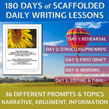 Preview of Daily Paragraph Writing Lessons for 180 Days | BUNDLE
