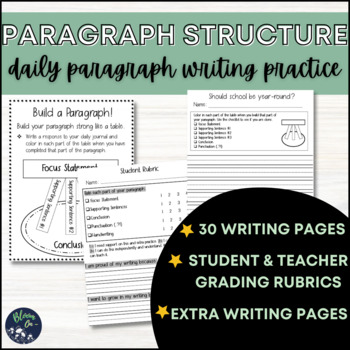 Preview of Daily Paragraph Writing Practice No Prep Journal Pages
