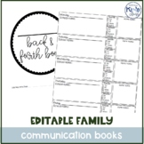 Daily Parent-Teacher Special Ed Communication Journal / Ba
