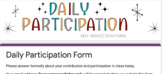 Daily Participation Reflection & Exit Slip