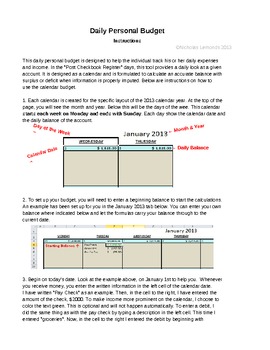 Preview of Daily Personal Budget Calendar 2013