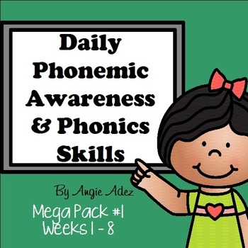 Preview of Daily Phonemic Awareness and Phonics Skills Mega Pack #1 (Weeks 1 - 8)