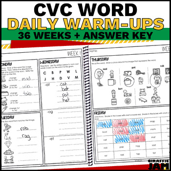 Preview of Daily Phonics Activities to Practice Decoding CVC Words Phonics Worksheets