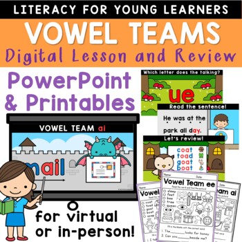 Preview of 2nd Grade Phonics Long Vowel Teams Worksheets and PowerPoint Lesson