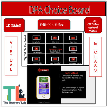 Preview of Daily Physical Education Digital Choice Board 