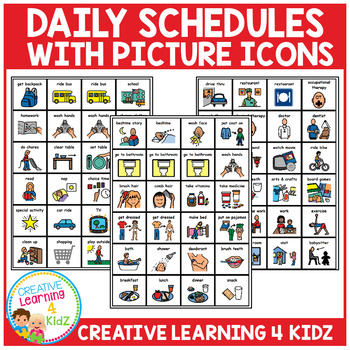Daily Picture Schedules Autism PECS Visuals by Creative Learning 4 Kidz