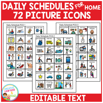 Daily Schedules w/ Picture Icons Special Education Autism Boardmaker PCS