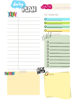 Preview of Daily Plan Planner Page