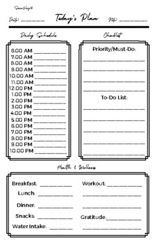 Preview of Daily Plan & To-Do List
