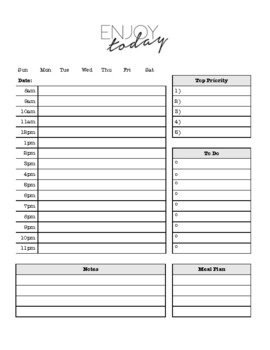 Preview of Printable Daily Planner