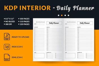 Preview of Daily Planner 8.5x11 Inches - KDP Interiors