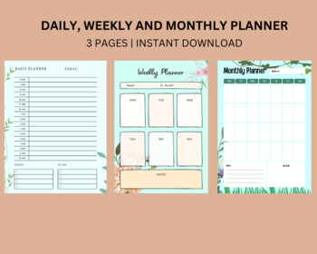 Preview of Daily Planner, Printable Hourly Planner, Hourly Planner, Work Planner