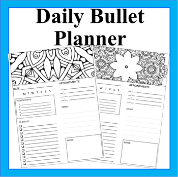 Preview of Daily Planner, Setting Goals and Mindful Journal-100 Different Coloring Designs