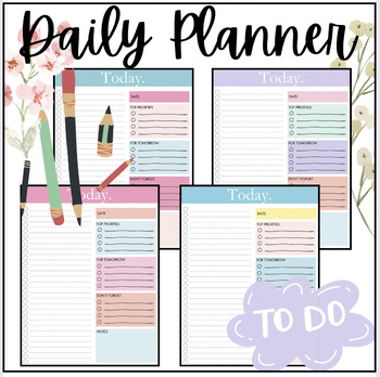 Preview of Daily Planner | Today Notepad | Teacher's To Do List | 4 Templates