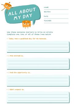 Preview of Daily Planner printable page : ALL ABOUT MY DAY