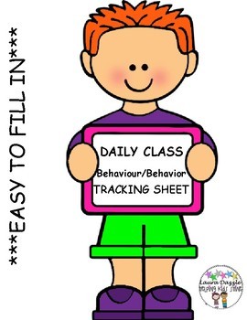 Preview of FREE Daily Behaviour / Behavior Tracking Sheet (Pos. & Neg.) *EASY TO FILL IN*