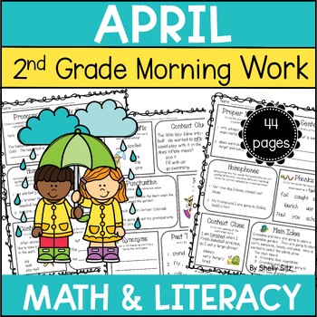 Preview of Spring Math and Grammar Review 2nd Grade - Second Grade Spring Morning Work