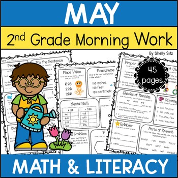Preview of 2nd Grade Math and ELA Morning Work - 2nd Grade Math and Grammar Spiral Review