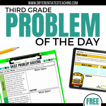 Preview of 3rd Grade Math Word Problem of the Day | FREE Math Problem Solving