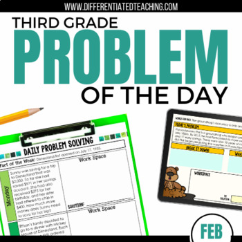 Preview of 3rd Grade Math Problem of the Day: February Math Word Problems for Third Grade