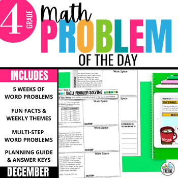 Preview of 4th Grade Math Word Problem of the Day | December Math Problem Solving Bundle