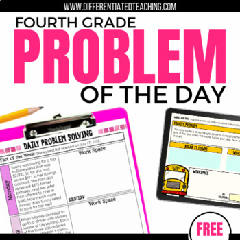 Preview of 4th Grade Math Word Problem of the Day | FREE Math Problem Solving