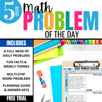Preview of 5th Grade Math Word Problem of the Day | FREE Math Problem Solving