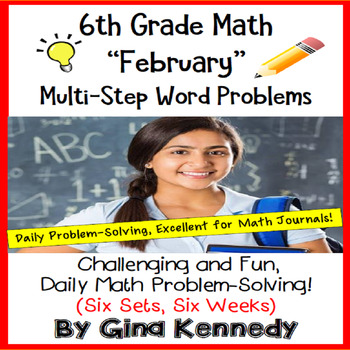 Preview of 6th Grade February Daily Problem Solving: Math Challenge Problems (Multi-Step)