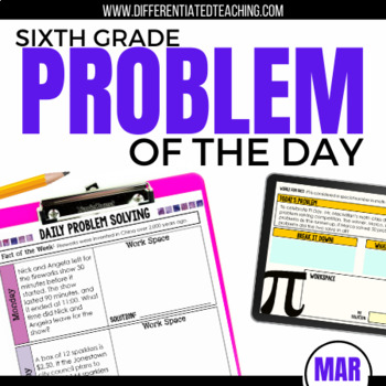 Preview of 6th Grade Math Word Problem of the Day | March Math Problem Solving Bundle