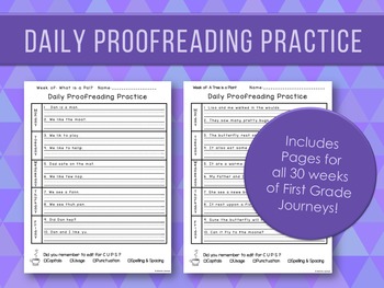 Preview of Daily Proofreading Practice - First Grade Journeys Units 1-6 Lessons 1-30 - DOL