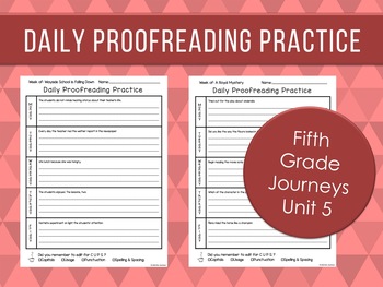 Preview of Daily Proofreading Practice - Fifth Grade Journeys Unit 5 Lessons 21-25 - DOL