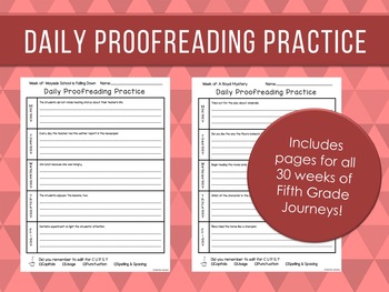 Preview of Daily Proofreading Practice - Fifth Grade Journeys Units 1-6 Lessons 1-30 - DOL
