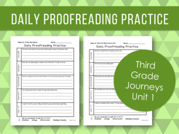 Preview of Daily Proofreading Practice - Third Grade Journeys Unit 1 Lessons 1-5 - DOL