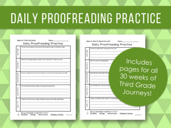 Preview of Daily Proofreading Practice - Third Grade Journeys Units 1-6 Lessons 1-30 - DOL