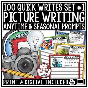 Preview of Quick Writes Narrative Opinion Journal Writing Prompts with Pictures Paragraph